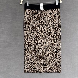 Ann Taylor Skirt Small Black Leopard Knit Pencil Midi Wool Blend Fall Classic